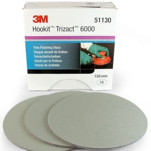 (Pk.15) P6000 150mm Trizact Hookit Fine Finishing Discs Garage Workshop 3M 51130