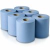 6 Rolls 2 Ply Blue Centre Feed Embossed Paper Hand Towel