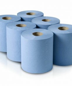 6 Rolls 2 Ply Blue Centre Feed Embossed Paper Hand Towel